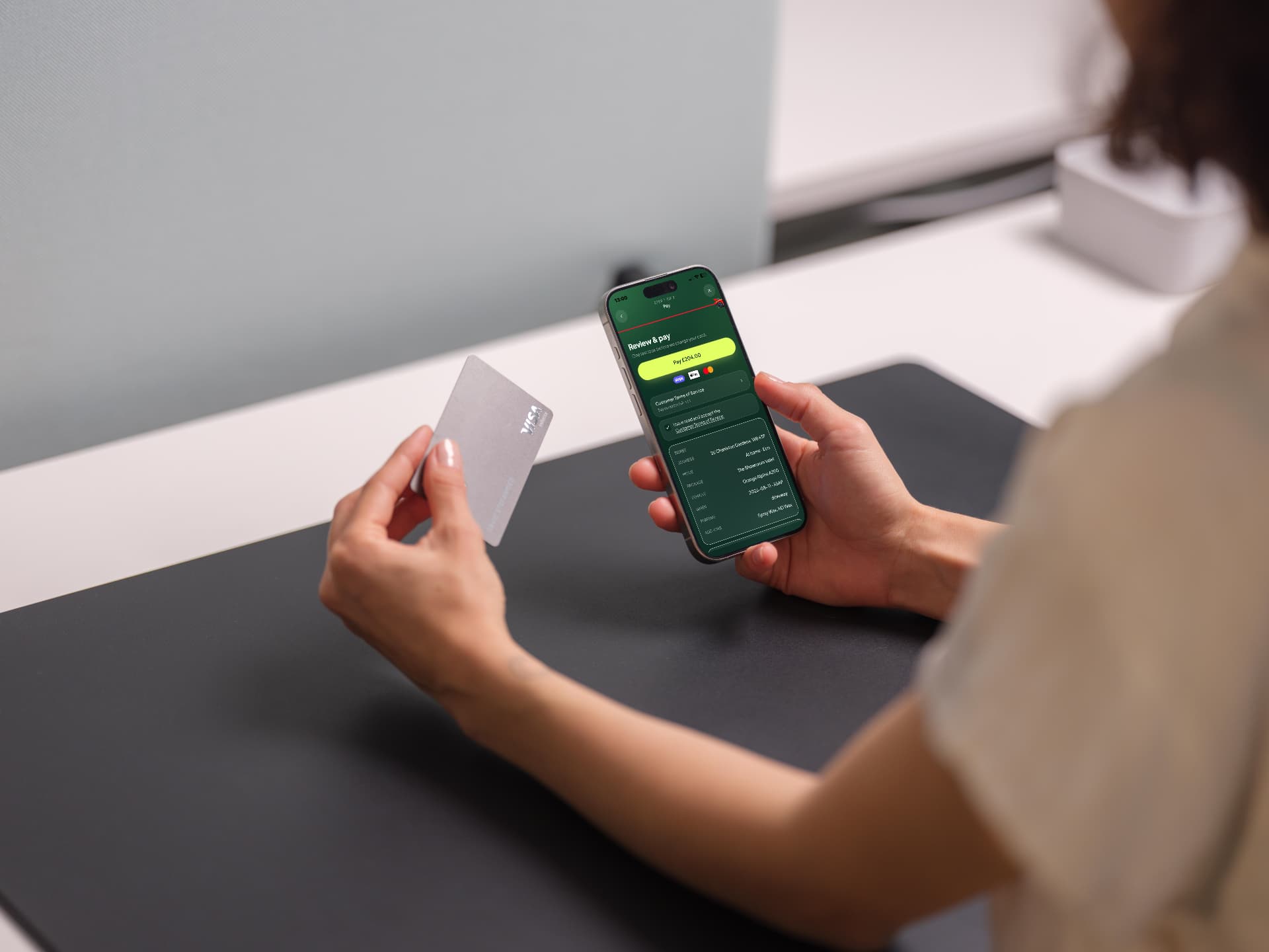 Valetly checkout on an iPhone showing a secure card payment screen